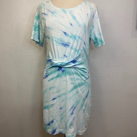 L SPACE BEACHWOOD DRESS TIDAL WAVE TIE DYE BLUE MINI T-SHIRT SIZE Small - Picture 2 of 8
